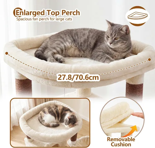 Vista 2 de Heybly Árbol de esquina para gatos de 53.1" para gatos grandes - Juego Beige