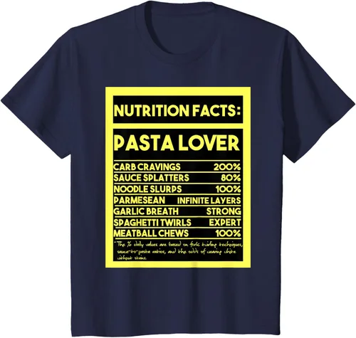 Vista 77 de Pasta Lover Nutrition Facts: The Ultimate Carb Connoisseur's T-Shirt Negro