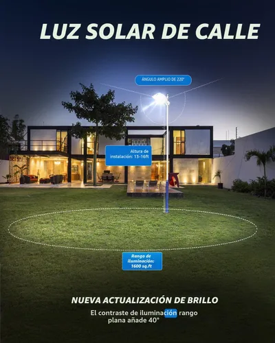Vista 5 de Farola solar para exteriores, sensor de movimiento, del atardecer al