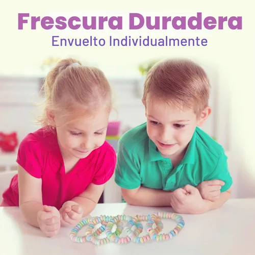 Vista 4 de Pulseras de dulces a granel de 48 unidades con envoltorio individual de Fresh Finest - Pulseras de dulces novedosas. Perfectas para recuerdos