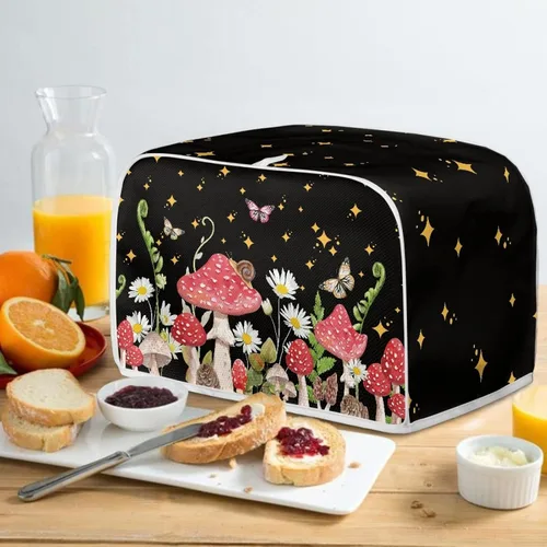 Vista 4 de Veniyate 2 Slice Toaster Cover Kitchen Mushroom Print Small Appliance Cover Bread Maker Dust and Fingerprint Protection, Lightweight and Durable
