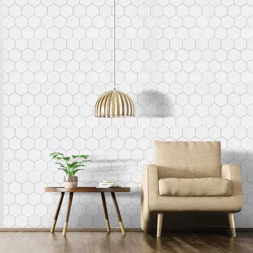 Vista 5 de Azulejos hexagonales de alta calidad para despegar y pegar, blanco impermeable para salpicaduras, azulejos de mármol autoadhesivos para cocina, baño