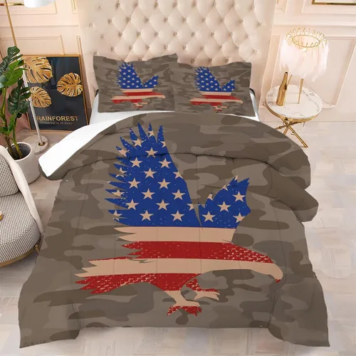 Vista 31 de kxry Juego de edredón de 250 años de Estados Unidos, tamaño individual, ropa de cama vintage de estatua de la libertad y bandera estadounidense