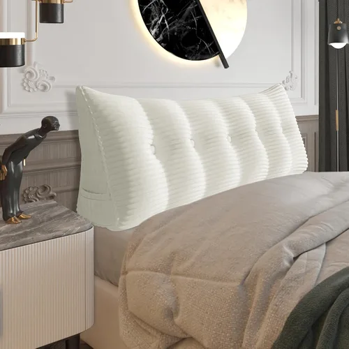 Vista 110 de Almohada de cabecera gruesa totalmente rellena tamaño Queen, cabecera acolchada suave y firme, soporte grande, triangular, almohada de cuña