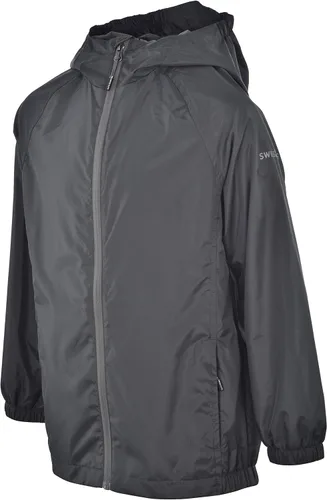 Vista 2 de Swiss Alps Chaqueta impermeable con capucha para niños, rompevientos para exteriores, ligera, resistente al viento