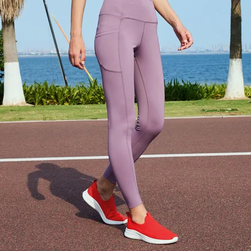 Vista 3 de TIOSEBON Tenis para caminar para mujer, tenis de punto sin cordones, cómodos tenis de malla