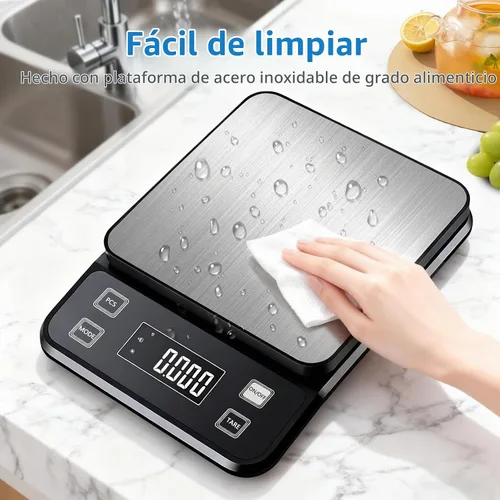 Vista 6 de Báscula de alimentos impermeable IPX7 de 0.00 oz de precisión de cocina, báscula digital de alimentos de 11.0 lbs/11 libras recargable por USB