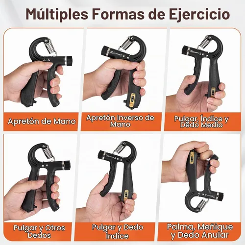 Vista 7 de Grip Strength Trainer Kit (5 Pack) Adjustable Resistance Hand Gripper,Finger Exerciser,Hand Extension Exerciser,Stress Relief Ball and Forearm Negro