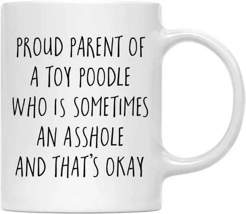 Vista 107 de Andaz Press Funny Dog - Taza de café de 11 onzas, regalo de broma, orgulloso padre de un afenpinscher que es a veces un gilipollas y eso está bien