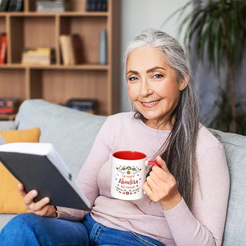 Vista 2 de YHRJWN Taza de café Abuela La Mejor Abuelita Del Mundo, regalo para la abuela en español para el día de la madre, cumpleaños, Navidad, regalo