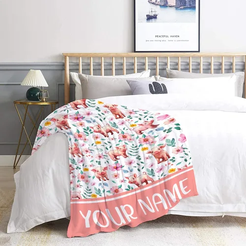 Vista 5 de Manta personalizada con cerdo, manta personalizada para envolver para niños, bebé/mascota - 30 x 40 pulgadas