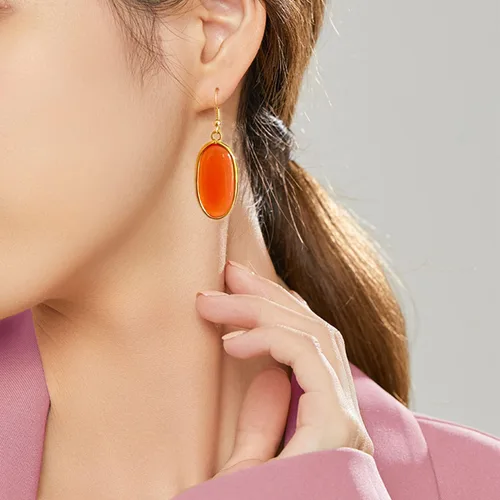 Vista 2 de Pendientes colgantes de piedra curativa de cristal natural para mujer