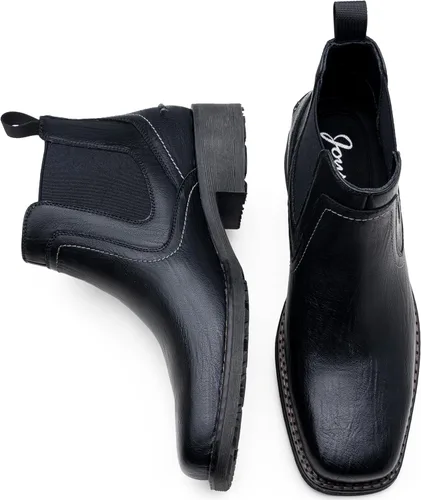 Vista 5 de Jousen Chelsea - Botas de vestir para hombre, con punta cuadrada, estilo casual, sin cordones