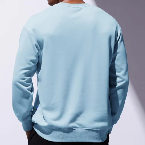 Vista 3 de Sudadera de cuello redondo para hombre, casual, de algodón, con capucha, color sólido, manga larga, atlética