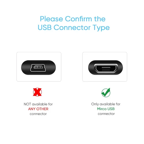 Vista 5 de Cable de alimentación para cámara de salpicadero, cable de carga micro USB de 11.5 pies de largo para cámara de espejo de salpicadero, cable