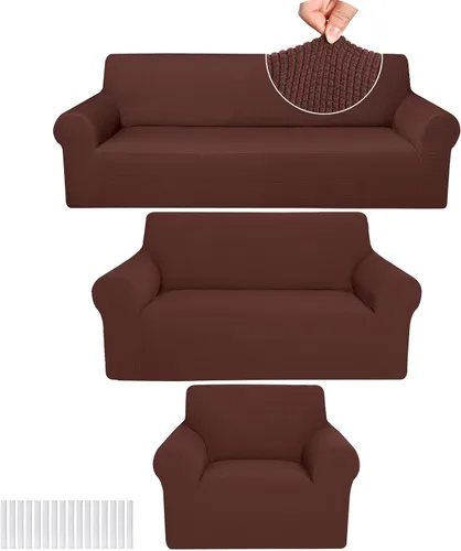Vista 35 de Peryiter Juego de 3 Fundas para Sofá, Cubiertas de Muebles para Sofá, Loveseat, Sillón, Ajuste de Forma Elástico, Sin Arrugas, Protector de Muebles