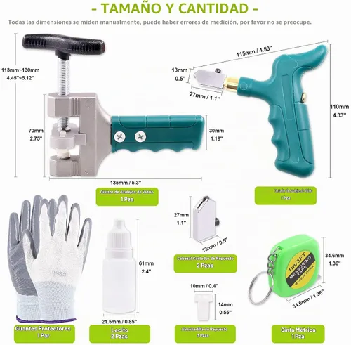 Vista 2 de Keadic Kit de herramientas para cortar azulejos de vidrio, alicates para romper vidrio, juego de herramientas manuales con cuchillas de acero aleado