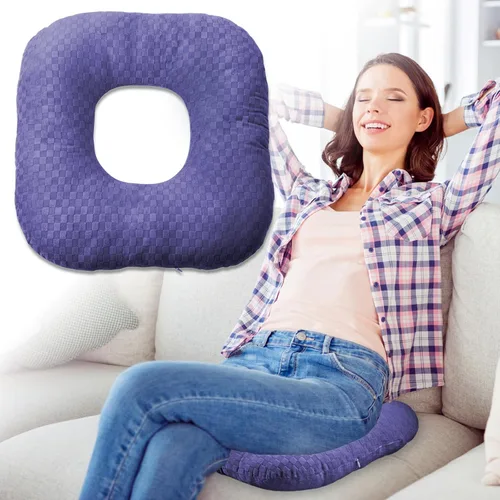 Vista 7 de Cojín de asiento con forma de dona rellena para dolor de coxis y coccix, hemorroides, úlceras de cama, embarazo, próstata, recuperación