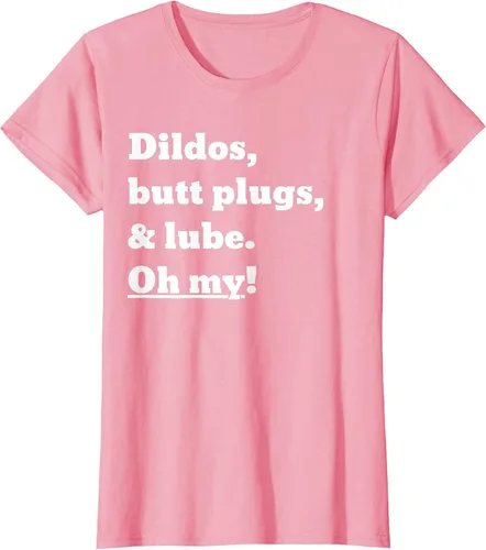 Vista 58 de Consoladores, tapones para los glúteos y lubricante. Camiseta Oh My! Azul bebé