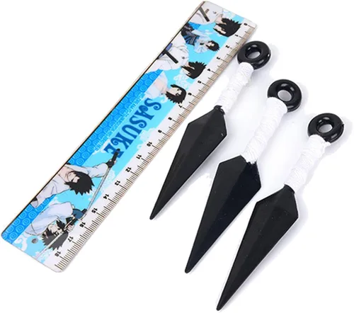 Vista 3 de Ninja Leaf Village Ninja Shinobi Cosplay Headband with 3PCS White Ninja Weapons Props Small Kunai Plastic for Anime Cosplay