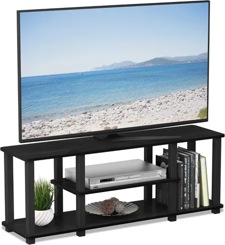 Vista 12 de Furinno Turn-N-Tube - Soporte para televisor de 3 niveles, 3D, sin herramientas, para televisores de hasta 50 pulgadas, con tubos cuadrados