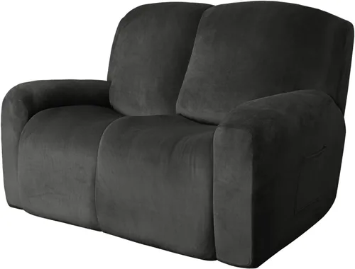 Vista 12 de Easy-Going Sofá biplaza reclinable de terciopelo con funda de consola central, fundas elásticas para sofá reclinable de 8 piezas, funda de sofá