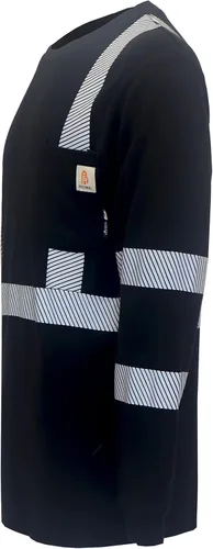 Vista 4 de BOCOMAL Men's FR Shirts Hi-Vis Reflective Flame Resistant Safety Crew Tee Camiseta negra/Hi Vis