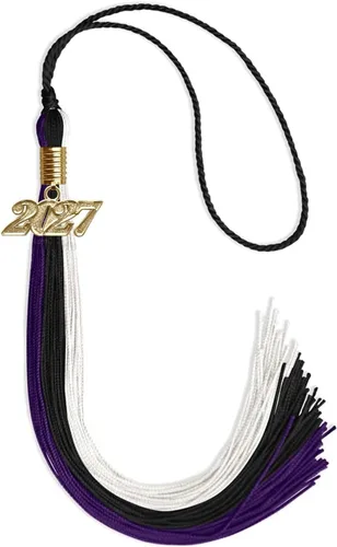Vista 174 de Endea - Borla de graduación de triple color con gota de fecha dorada (negro/dorado/granate, 2020)