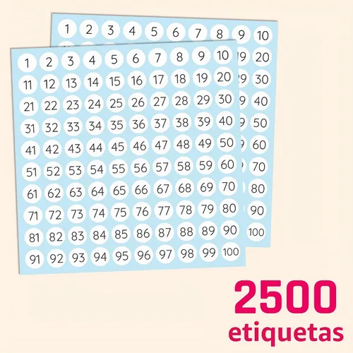 Vista 6 de 25 hojas, 1 a 100, etiquetas adhesivas de números, redondas de 0.4 pulgadas, paquete de 2500