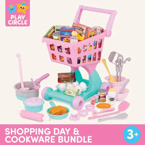 Vista 7 de Battat Carrito de compras y juego de comestibles para niños - Comida de juguete - Cocina de juego - Juego de simulación - Más de 3 años