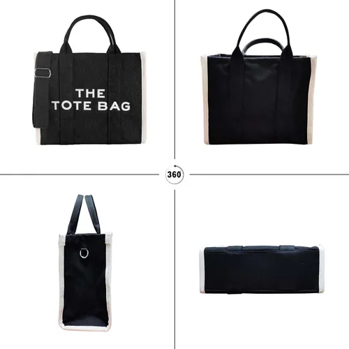 Vista 6 de The Tote Bag for Women, CanvasLeather Tote Bag with Zipper Sturdy Tote Purse Crossbody Hand Bag for School, Travel