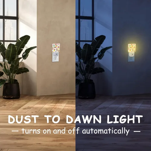 Vista 3 de Cute Sloths Eat Dancing or Dream Night Light para niños y niñas, luz nocturna LED enchufable a la pared con sensor de atardecer a amanecer