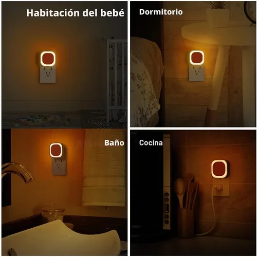 Vista 6 de YUNLEX Paquete de 4 luces nocturnas ámbar enchufables a la pared, brillo
