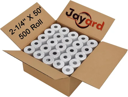 Vista 14 de Jayard Rollos de papel térmico de 2-1/4 pulgadas x 85 pies para tarjetas de crédito, rollos de papel térmico de 2.25 x 85 pies, rollos de caja