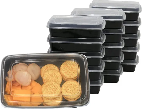 Vista 8 de Simple Houseware Paquete de 16 recipientes reutilizables de preparación de comidas de 28 onzas, 1 compartimento, sin BPA, apilables, aptos