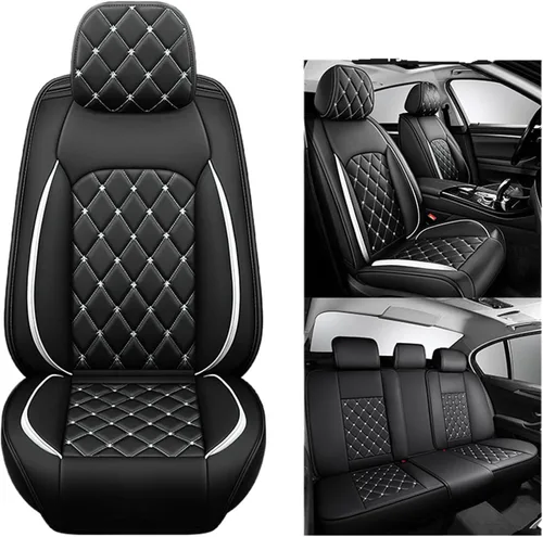 Vista 2 de Juego completo para 5 asientos Fundas protectoras de asiento de coche transpirables, impermeables, antideslizantes, de cuero, ajuste universal