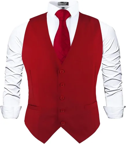 Vista 17 de Alizeal Chaleco de Traje de Negocios Clásico de Color Sólido para Hombre de Ajuste Regular Chaleco de Esmoquin para Boda