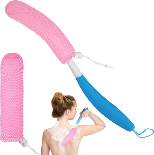 Vista 11 de Cepillo de ducha de mango largo de 15.35 pulgadas para el cuerpo, cepillo de espalda para ducha para hombres y mujeres, esponja de baño de mango