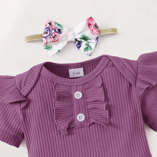 Vista 7 de Mioglrie Conjunto de ropa de bebé recién nacido, conjunto de pantalones, conjunto floral de algodón, ropa de bebé para niñas