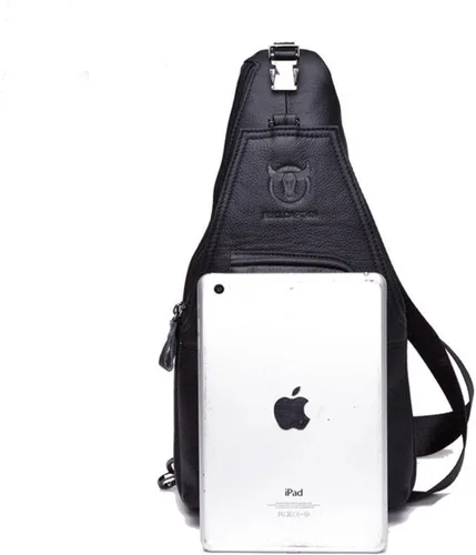 Vista 8 de Bolso de pecho de cuero genuino para hombre, bolso cruzado de hombro, bandolera, mochila de mensajero, mochila para negocios, casual