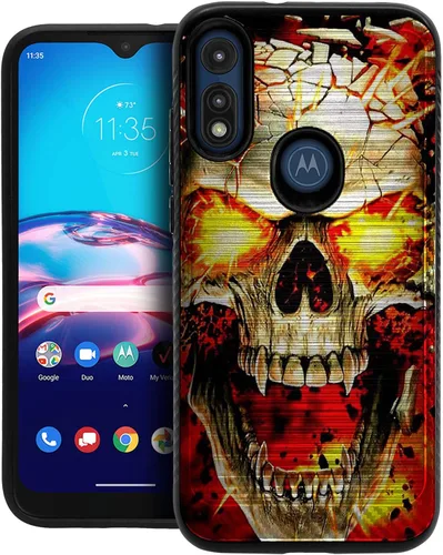 Vista 16 de CasesOnDeck Funda híbrida compatible con Motorola Moto E (2020) / Moto E [Armadura cepillada] Funda protectora delgada contra golpes