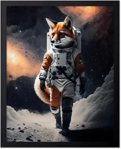 Vista 35 de Poster Master Póster vintage de animales – Impresión retro divertida – Regalo para artista, amigo – Oso Grizzly en traje espacial, astronauta, luna