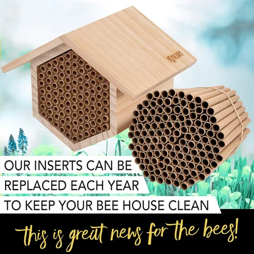 Vista 8 de Rivajam Insertos de papel de anidación de abejas Paquete de 125 piezas Beekeeper Pro Edition Insertos de repuesto naturales para Mason Bee