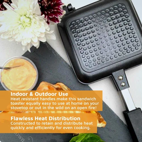 Vista 3 de Jean-Patrique Máquina de sándwiches para parrilla Panini, color negro – Máquina de queso a la parrilla antiadherente de cerámica con asas