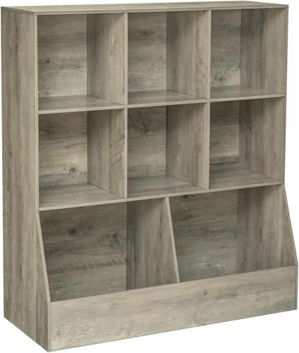 Vista 27 de DINZI LVJ Organizador de almacenamiento para juguetes, estantería para niños, gabinete de almacenamiento de juguetes de madera, estantería