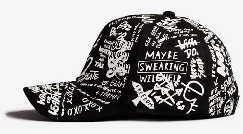 Vista 3 de Flipper Gorra de béisbol de algodón con diseño de graffiti Doodle para hombres y mujeres, sombrero Kpop con ala curva, ajustable