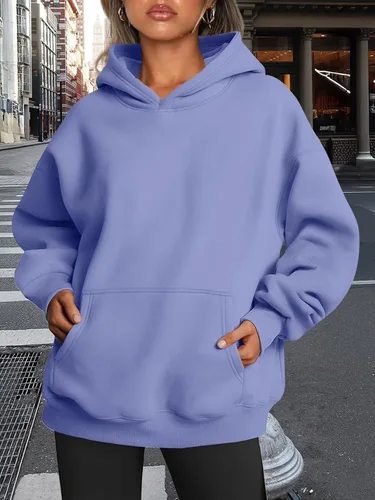 Vista 102 de Trendy Queen - Sudaderas extragrandes con capucha para mujer, suéteres de manga larga, sin botones, de vellón, de otoño, ropa de invierno