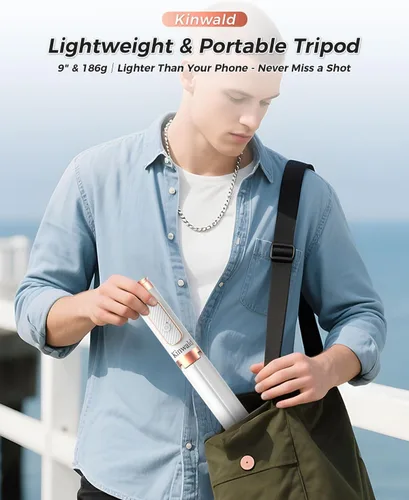 Vista 7 de Trípode Selfie Stick para iPhone y Android, soporte de trípode portátil para teléfono con control remoto Bluetooth, apertura con un solo clic