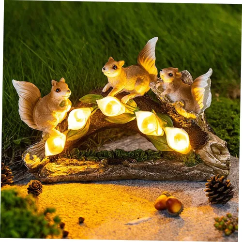 Vista 5 de Sosoport Nimal - Lámpara de estatua solar para jardín, lámpara de resina, ornamento solar, para exteriores, jardín, jardín, lámpara decorativa, luz