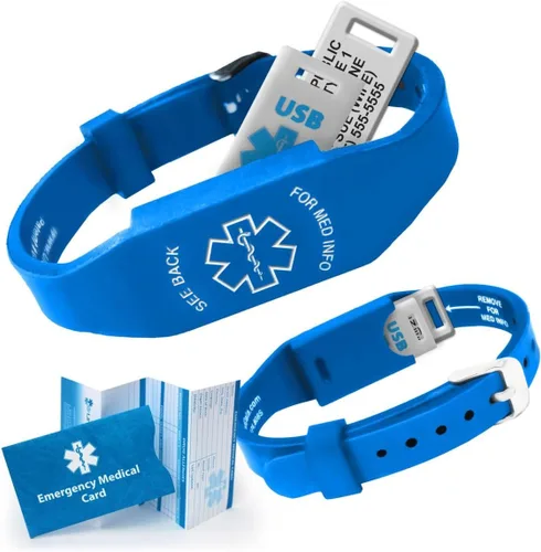 Vista 13 de Pulsera Elite II USB Plus de alerta médica. Pulsera de identificación con memoria USB impermeable de 2 GB, grabado personalizado de 10 líneas
